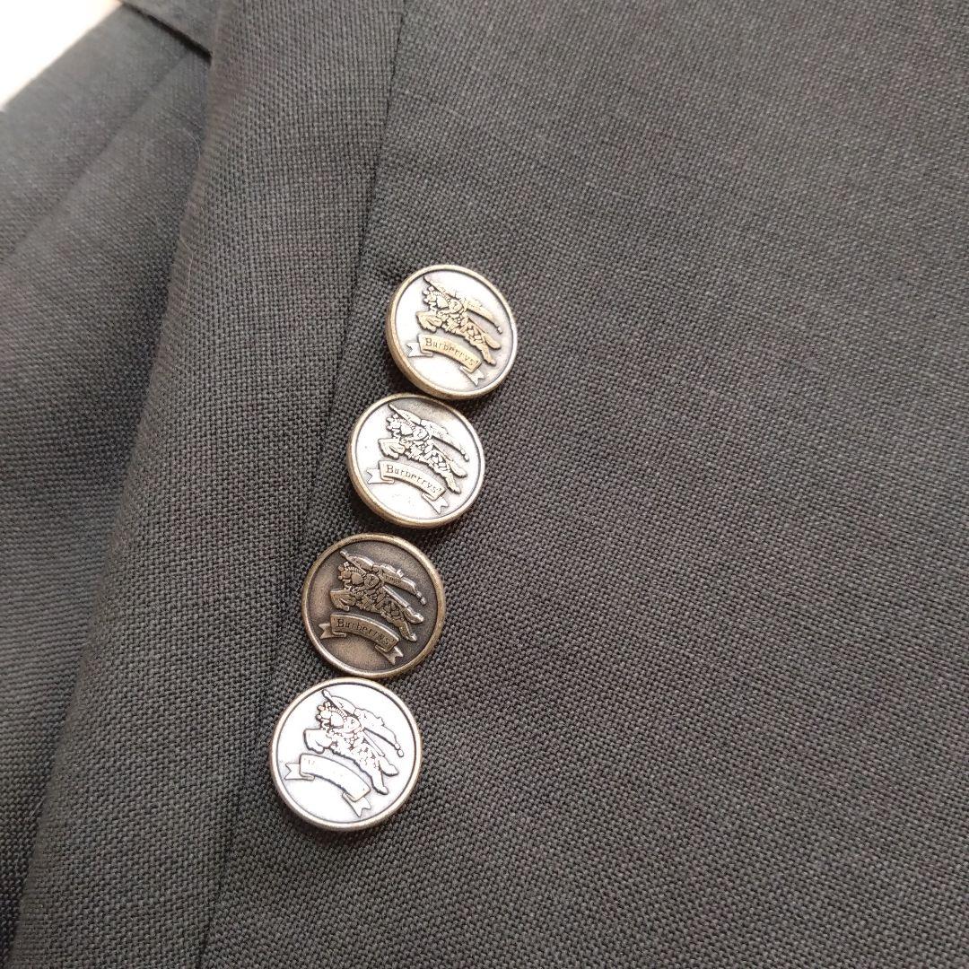 バーバリー ダブルスーツ セットアップ メタルボタン ウール モヘア グレー L