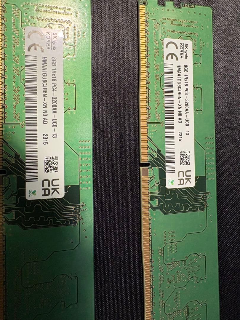 SK hynix製DDR4 8GB×2（計16GB）3200MHz 動作確認済