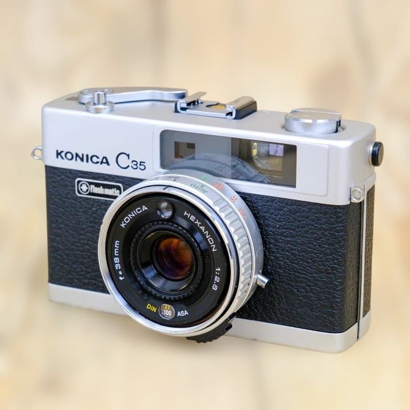 【整備品】KONICA C35 Flash matic コニカ　ケース付