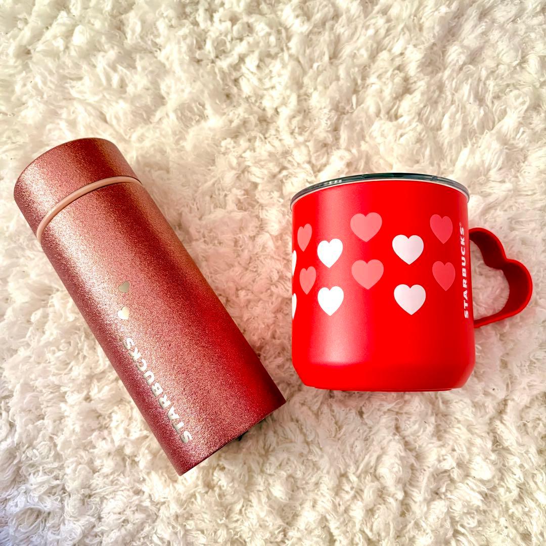 スタバ　バレンタイン　グリッター　タンブラー　ハート