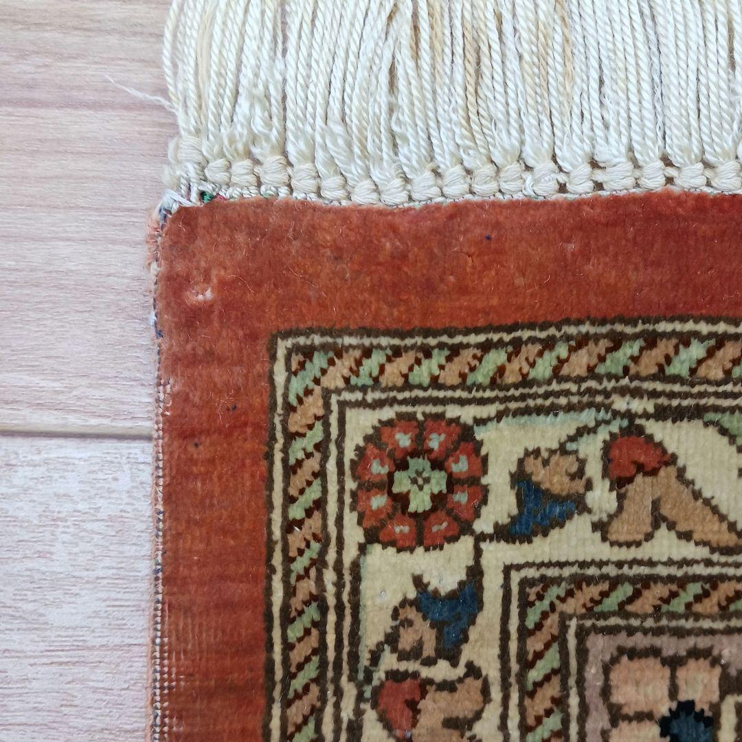 Y3196 高級ペルシャ クム産 工房サイン シルク100% 手織100万ノット