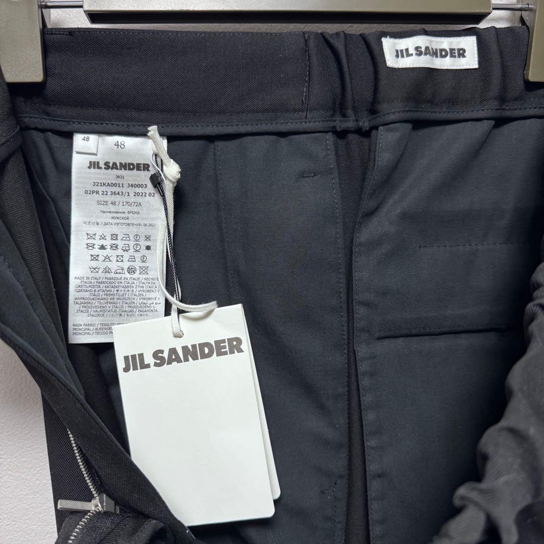 新品48 JIL SANDER ウールスラックスD06AW19 黒ジルサンダー