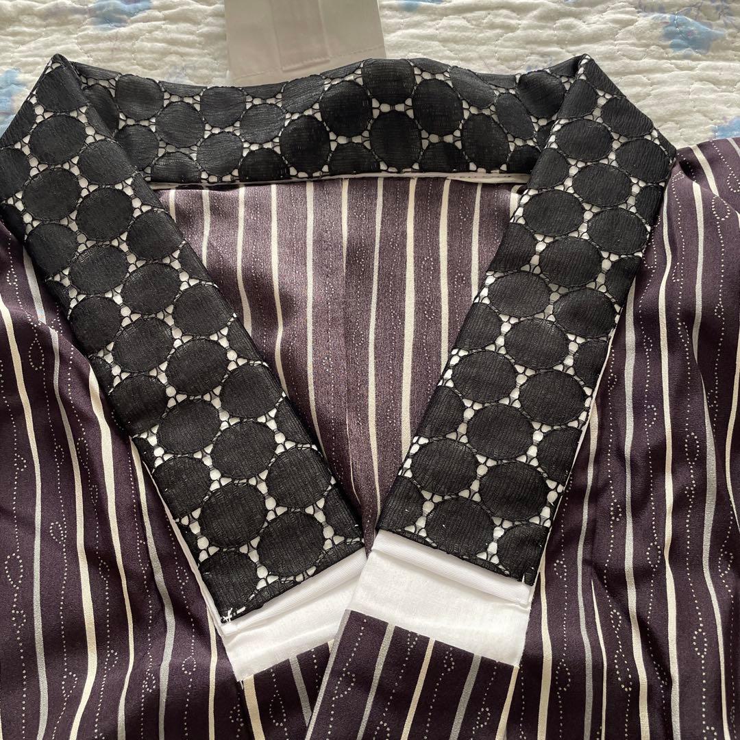 長襦袢紺色&紫系 正絹　半衿付き