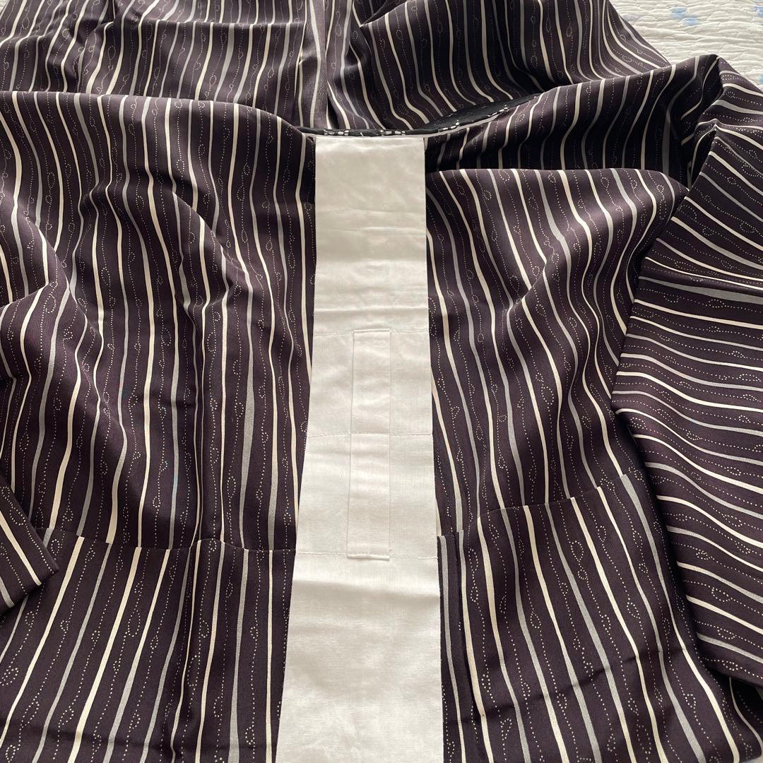 長襦袢紺色&紫系 正絹　半衿付き