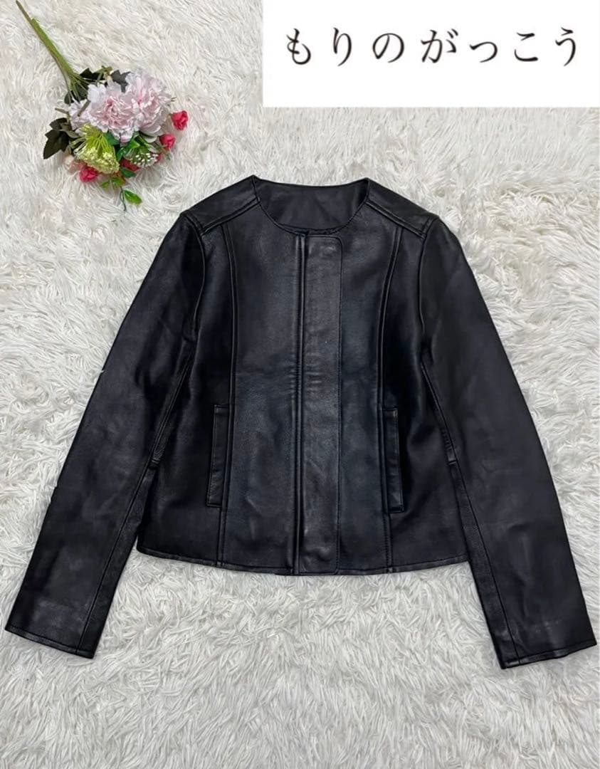 【極美品】もりのがっこう　ライダースジャケット　ラムレザー　ブラック　Ｍ