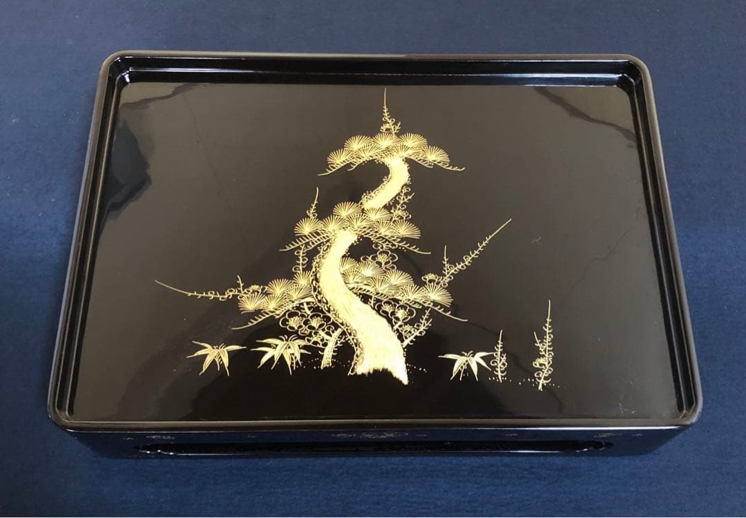 《R》黒塗 沈金松竹梅図 屠蘇器 元箱　260108き1