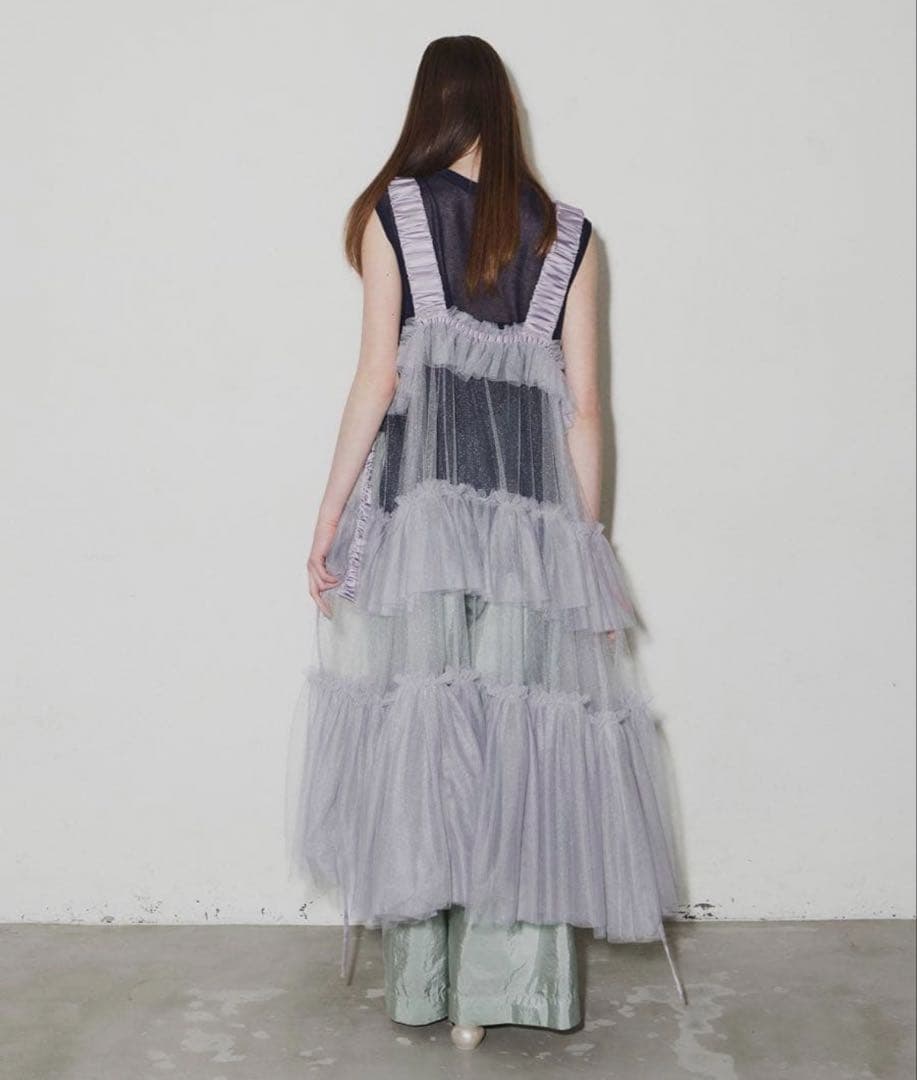 シースルーボリュームチュールデザインジレ ライトパープル