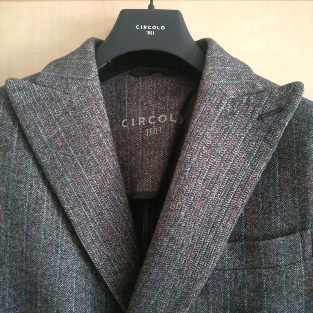 チルコロ テーラードジャケット ダブルボタン コットン ツイード ストレッチ素材