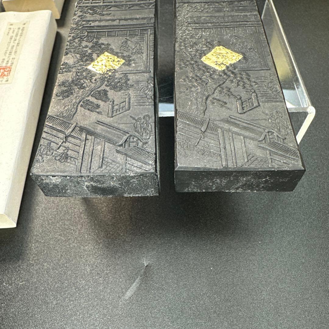 日本の古墨 四海 精昇堂監製呉竹 10丁型 油煙墨 昭和50年代購入品 2丁