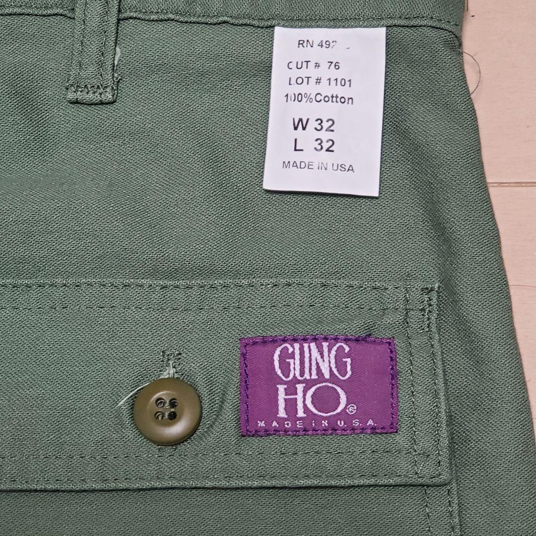 GUNG HO/ガンホー ベイカーパンツ カーキ 裾上無 MADE IN USA