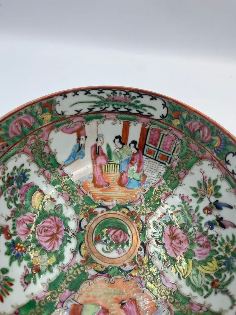 中国古美術　清時代 広彩 人物文 椀 開光人物 草花文 五彩 人物故事時代物