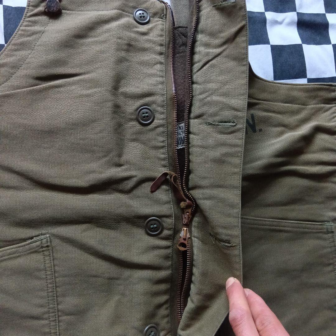 40s　ビンテージ　U.S.N　N1　デッキパンツ　トラウザー カーキ色