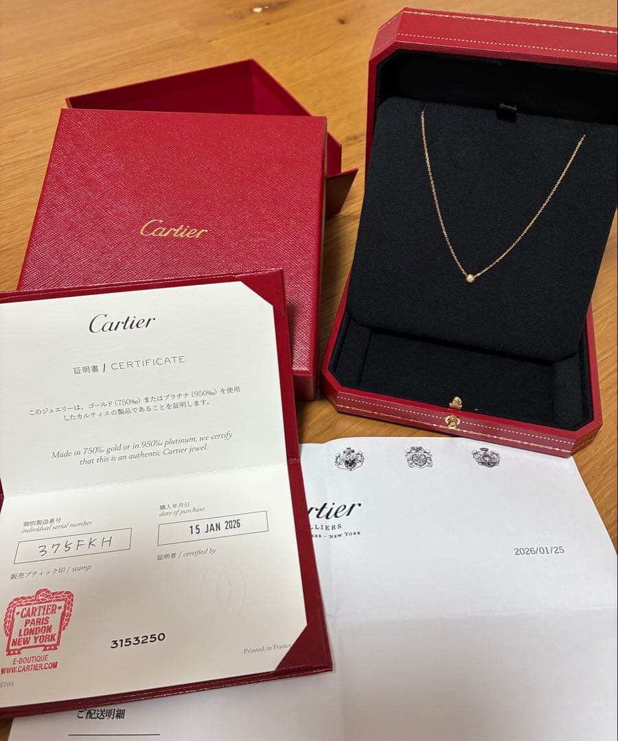 カルティエ　ダムール　ネックレス　イエローゴールド　ＸＳ