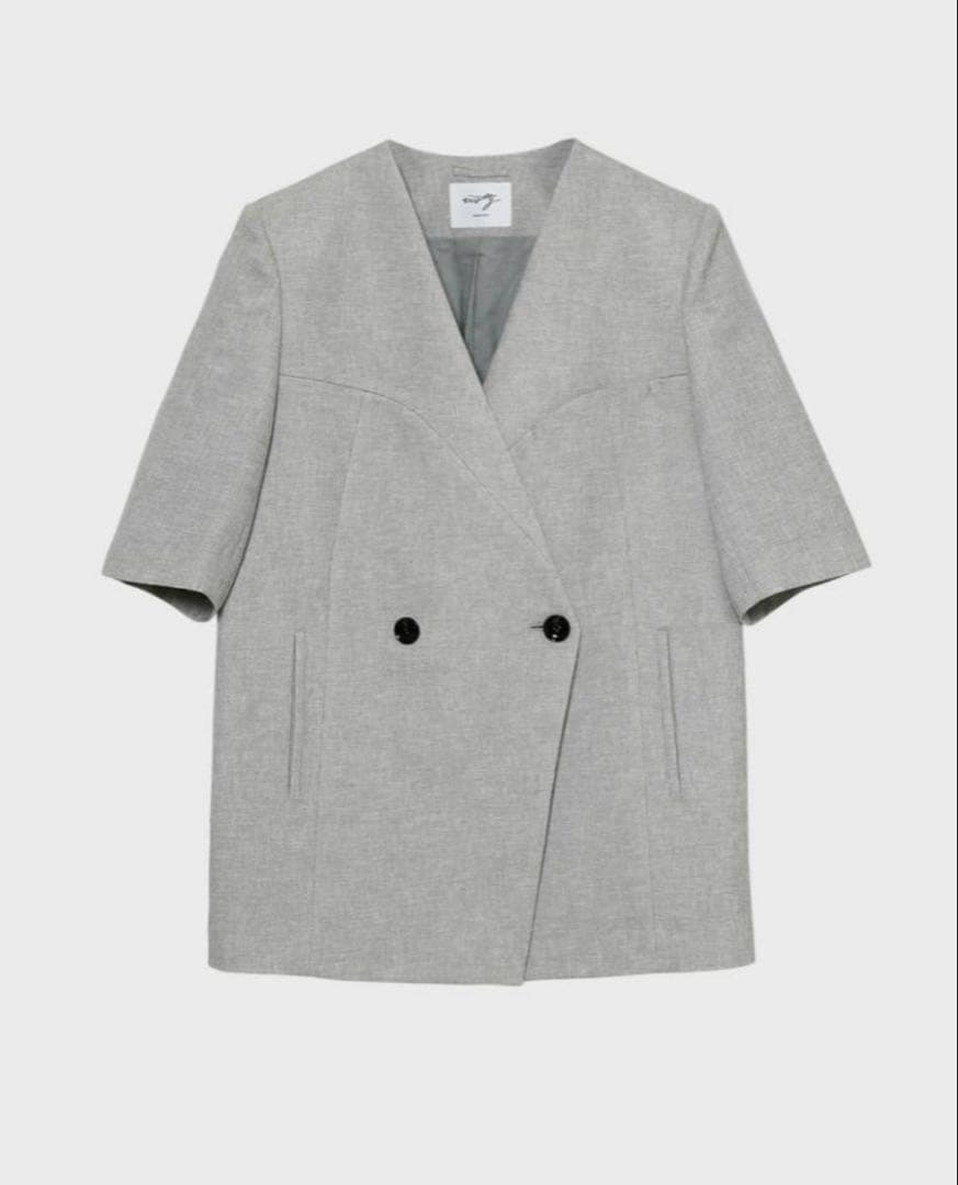 グレー 半袖 テーラードジャケット　アキラナカ