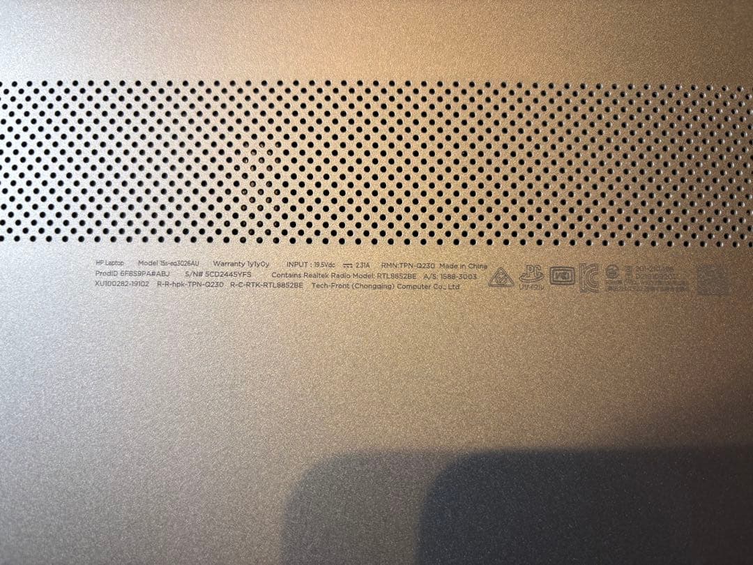 Windowsノート本体 HP Laptop, Model 15s-eq3026AU