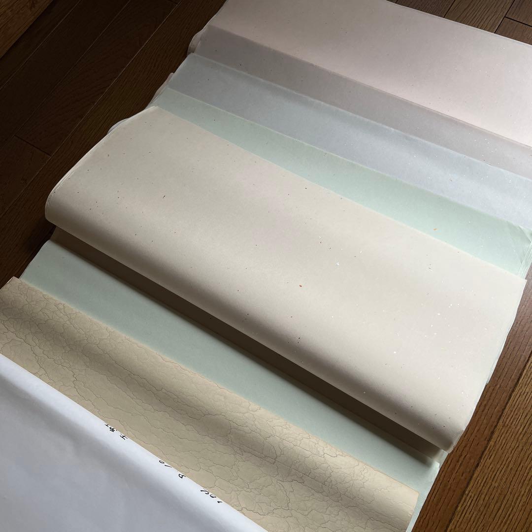 書道用紙聯落（1.75×7.5）金銀砂子振り41枚、玉紅50枚、おまけ水紋箋5枚