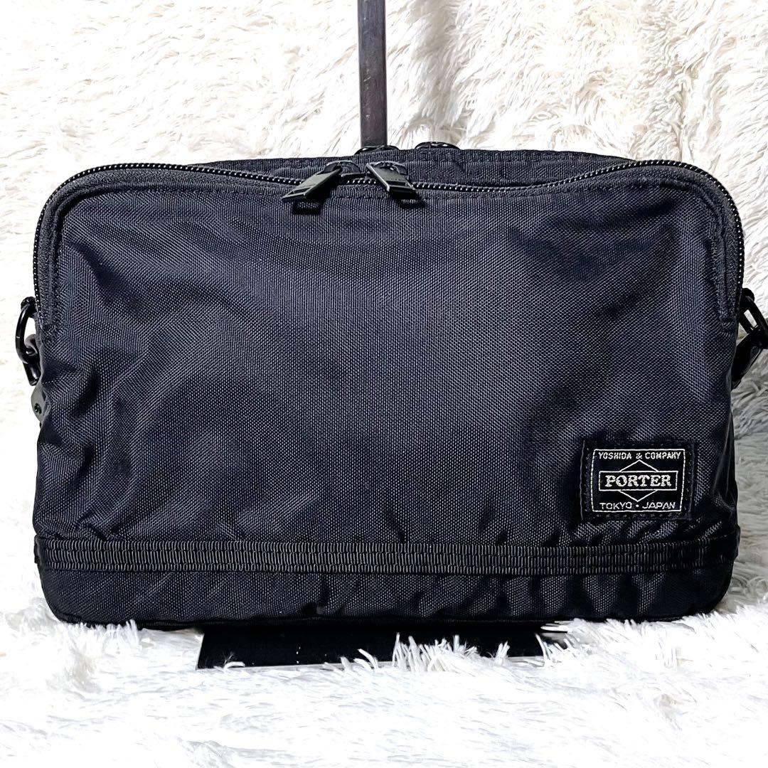 【美品】PORTER ポーター 吉田カバン フラッシュショルダーバック 2層　黒