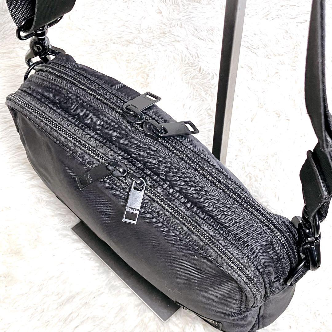 【美品】PORTER ポーター 吉田カバン フラッシュショルダーバック 2層　黒