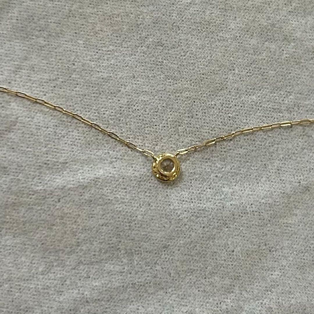 極美品　agete K18YG 0.1ct ダイヤモンド ネックレス ミル打