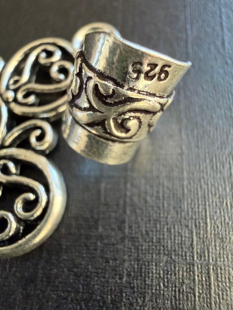 アッシュペーフランスヴィンテージ シルバー ラブラドライトクロスペンダントトップ