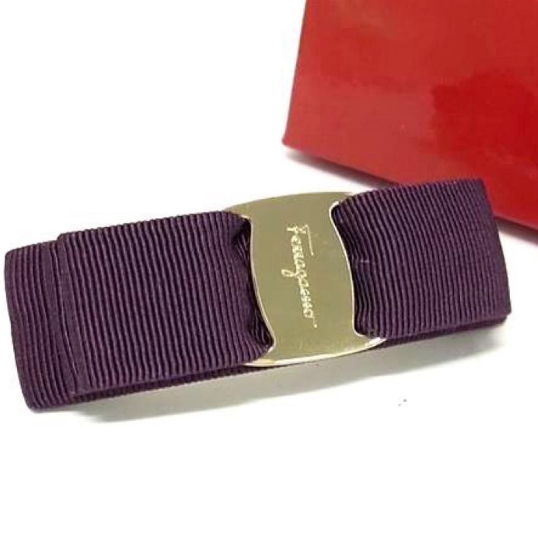 極美品　フェラガモ ヴァラリボン キャンバス バレッタ