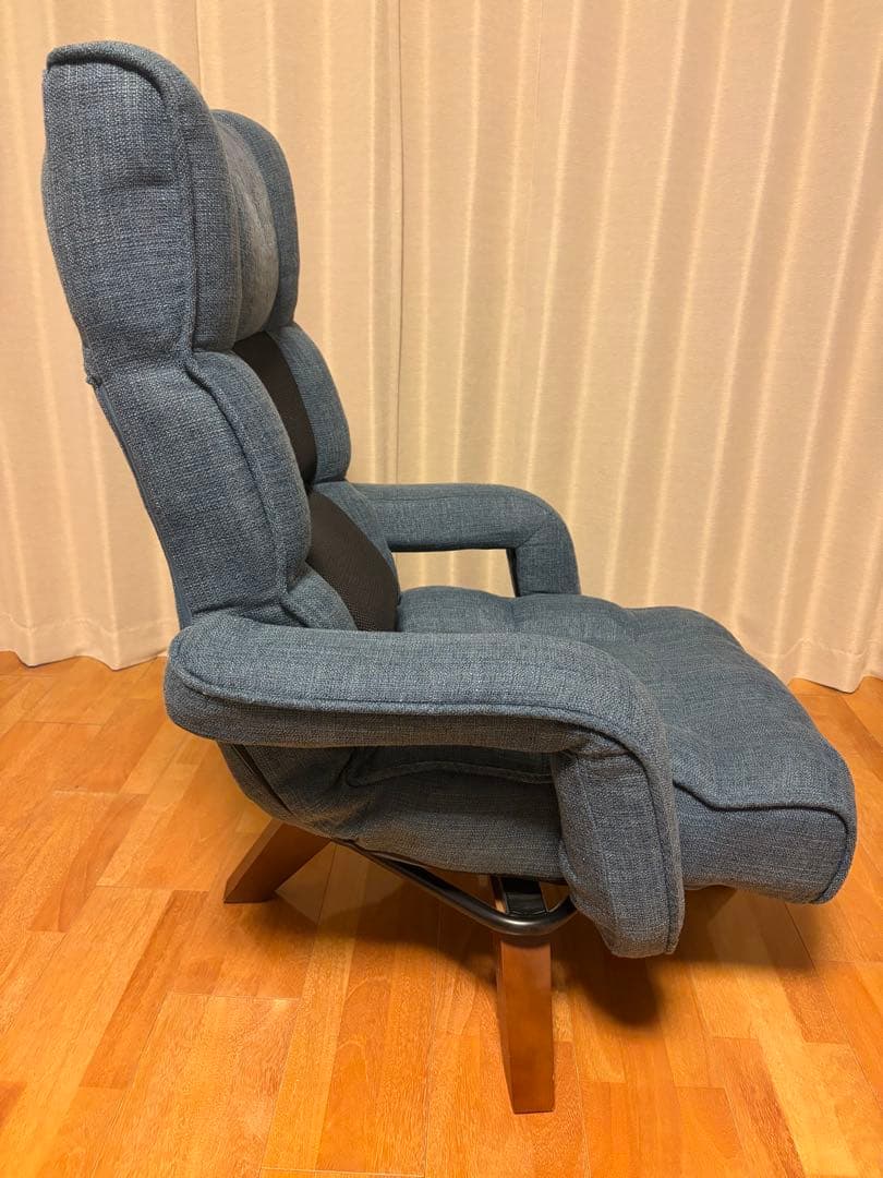 腰の神様がくれた中座椅子 明光ホームテック 座椅子生活 リクライニング ブルー