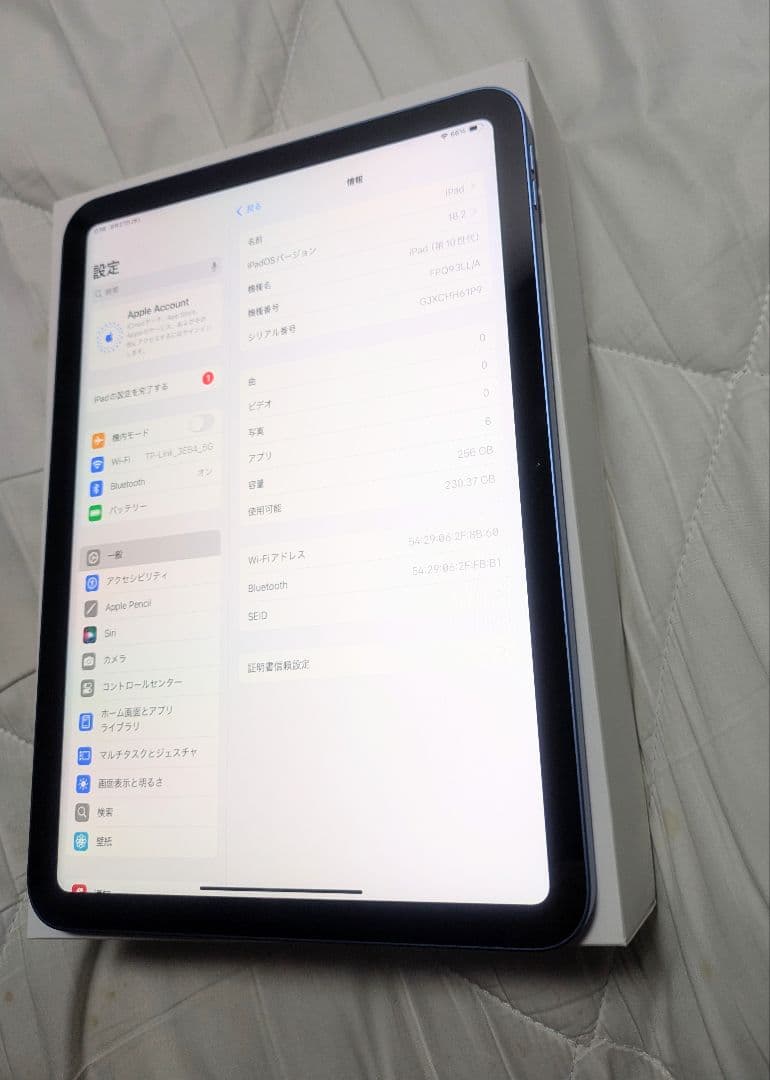 iPad第10世代Wi-Fiモデ FPQ93LL/Aブルー海外モデル256GB