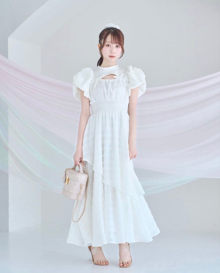 ロゼミューズ jacquard check dress ホワイト