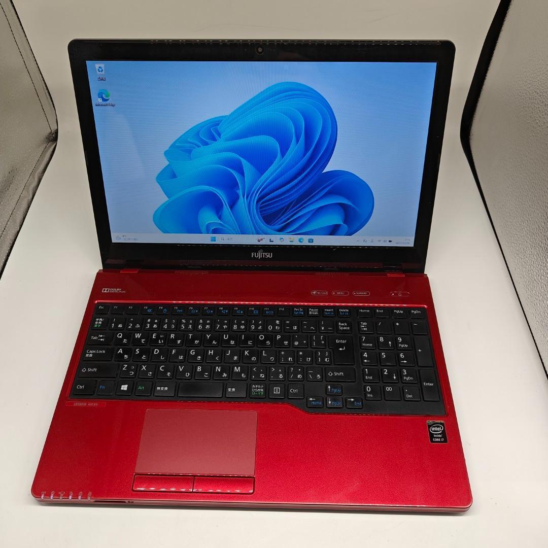 【富士通】AH53 高速i7 SSD512GB 16GB レッド ノートPC
