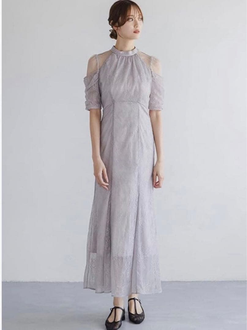 SNIDEL スナイデル シアーショルダーレースドレス