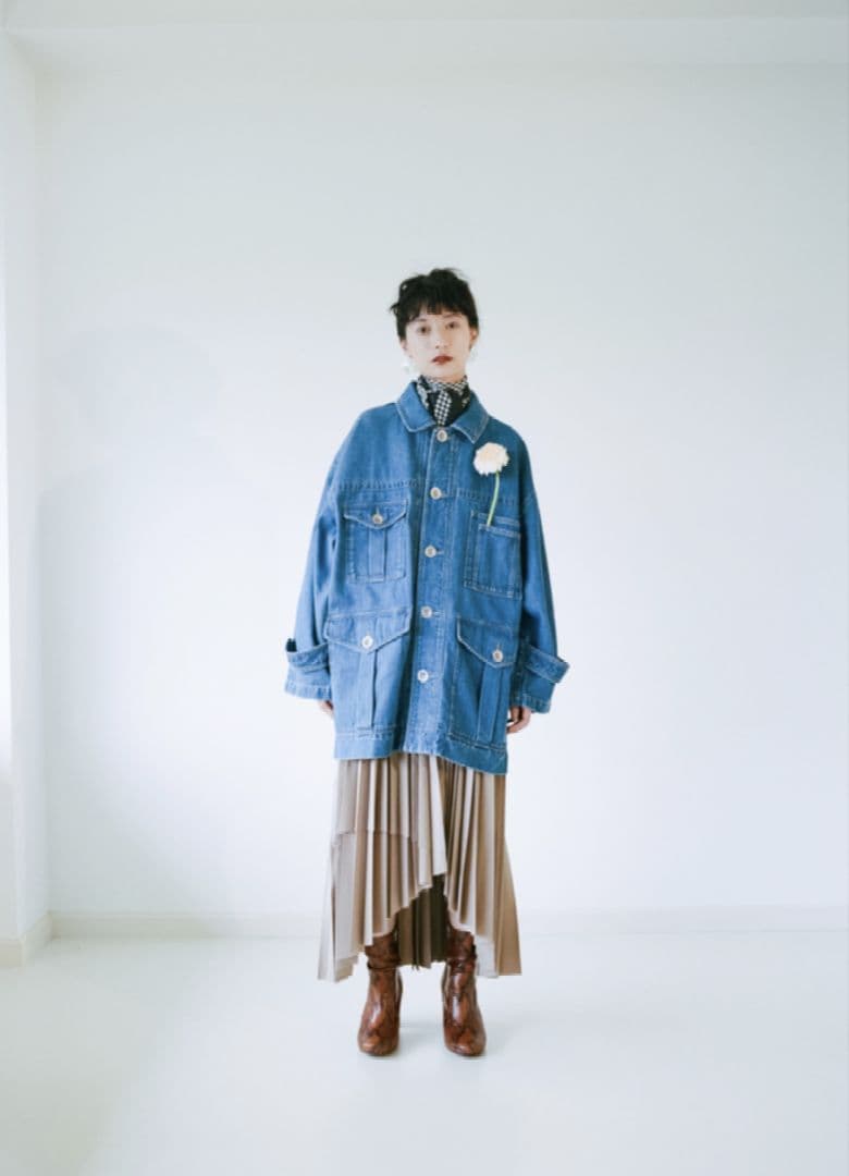 CLANE　ルーズワイドカバーオール　インディゴ