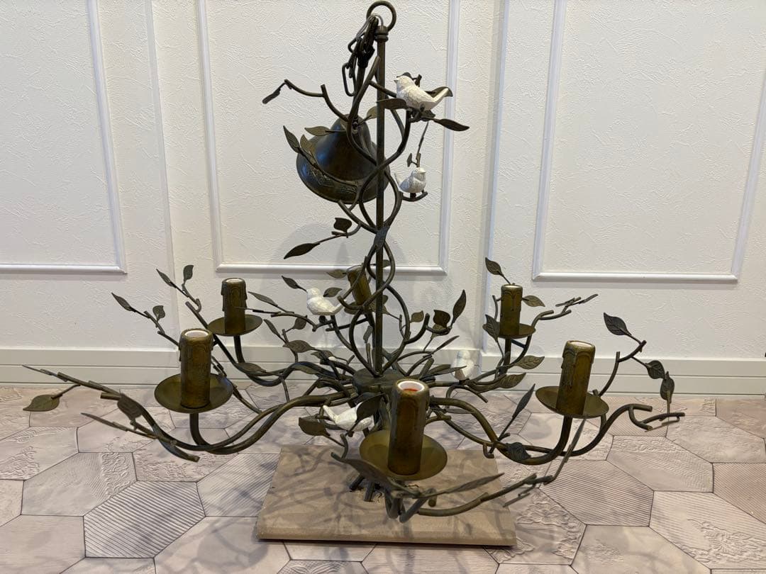 ORRB-オーブ ブロンズ製植物モチーフ6灯シャンデリア