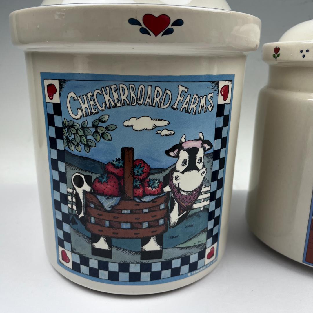 00 綺麗 陶器 キャニスター 6個セット 動物 ぶた 牛 イラスト