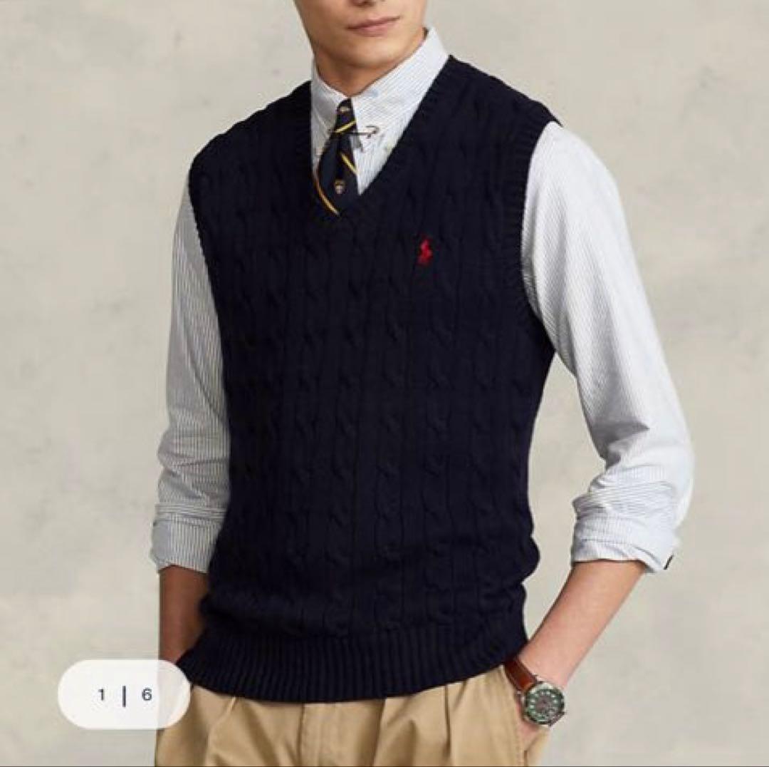 未使用に近い　メンズPOLO RALPH LAUREN ケーブルニットベストジレ