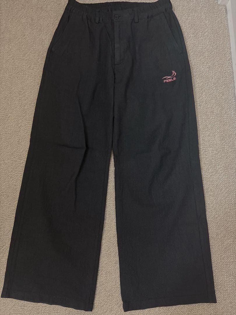 パンツ LINEN FEELS SLACKS BLACK L