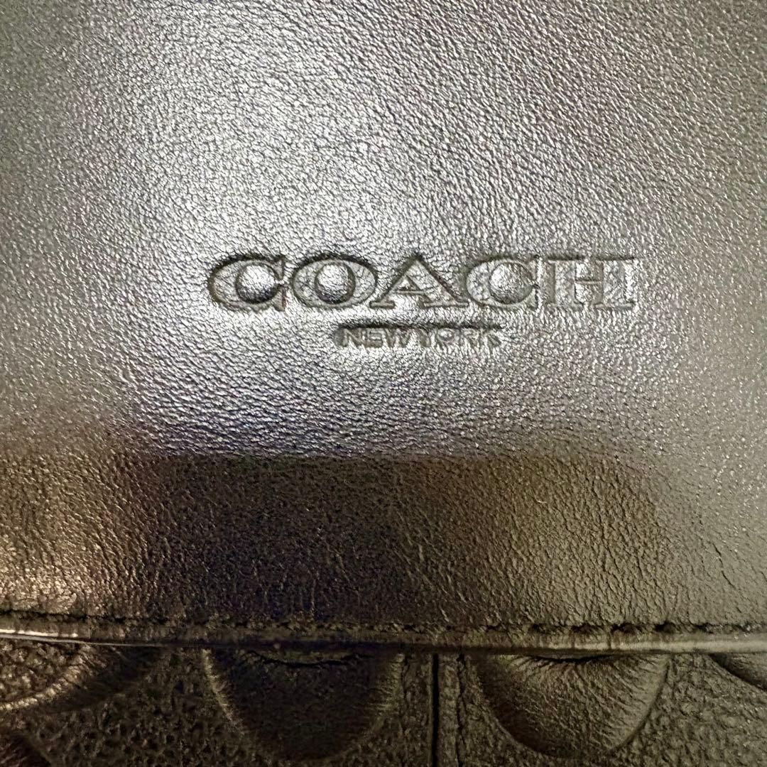COACH コーチ メッセンジャーバッグ エンボス 斜め掛け レザー ブラック