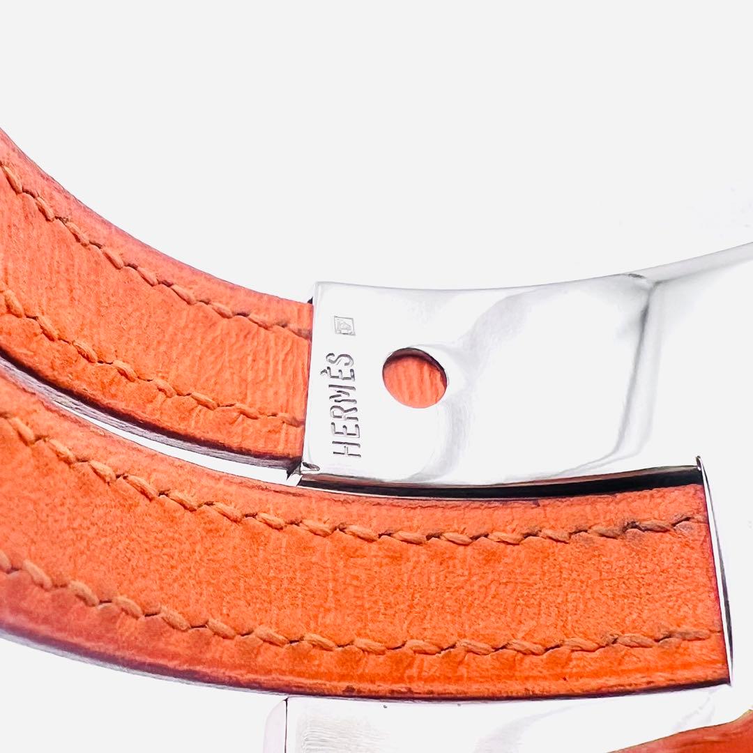 美品✨　エルメス　プスプス　オレンジレザー　シルバートーン　ブレスレット