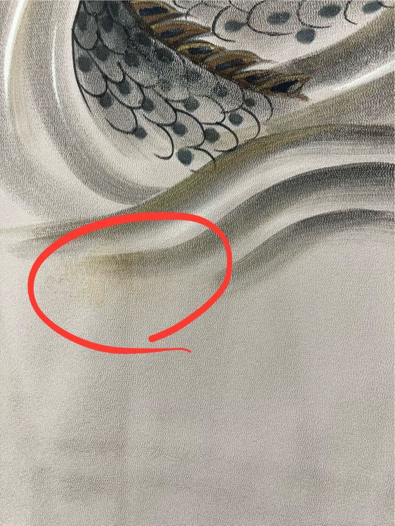 産着　手描き　龍　薄ベージュ　正絹