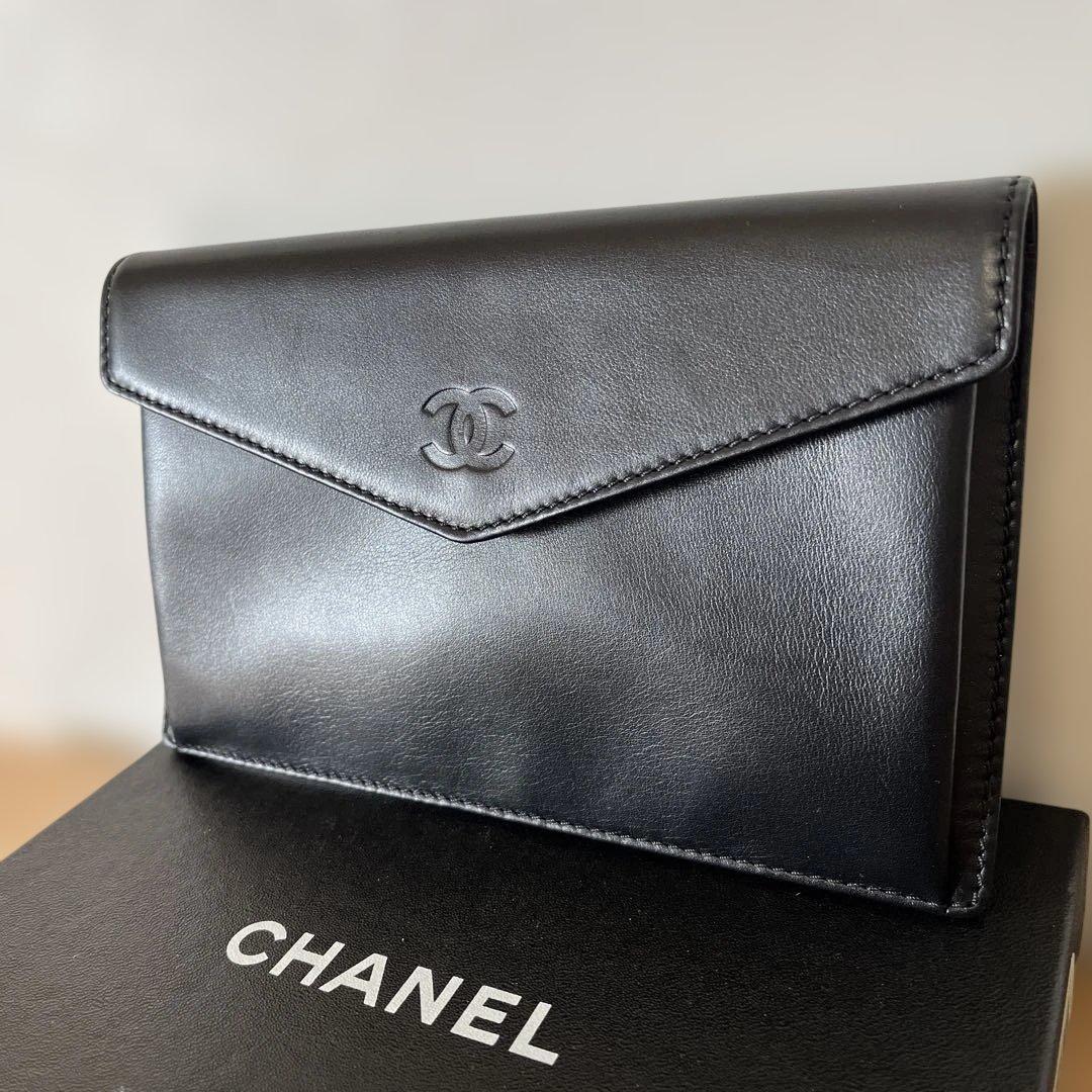 【未使用】CHANEL レザー 長財布 ブラック 箱・カード付