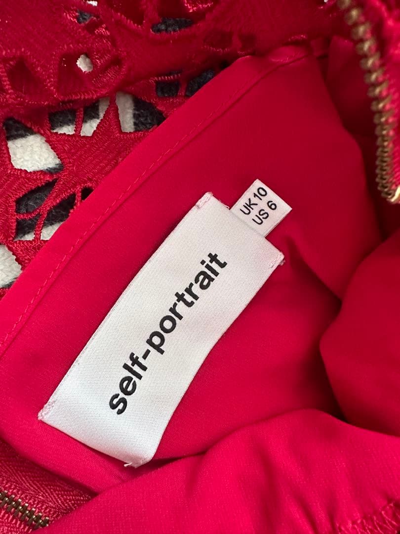 self-portrait レッド ミニワンピース UK10