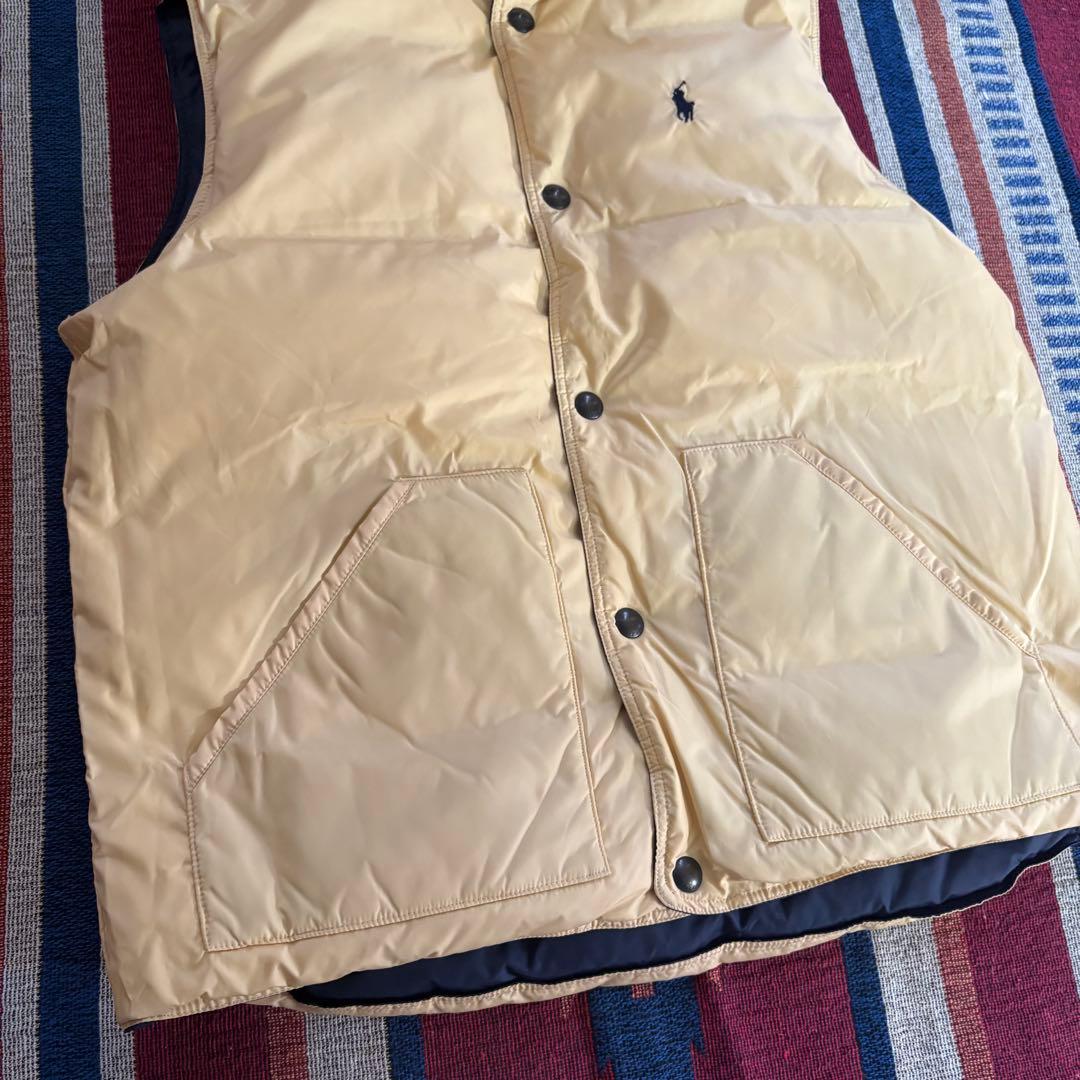 ポロラルフローレン リバーシブルダウンベスト ネイビー×イエロー Lサイズ
