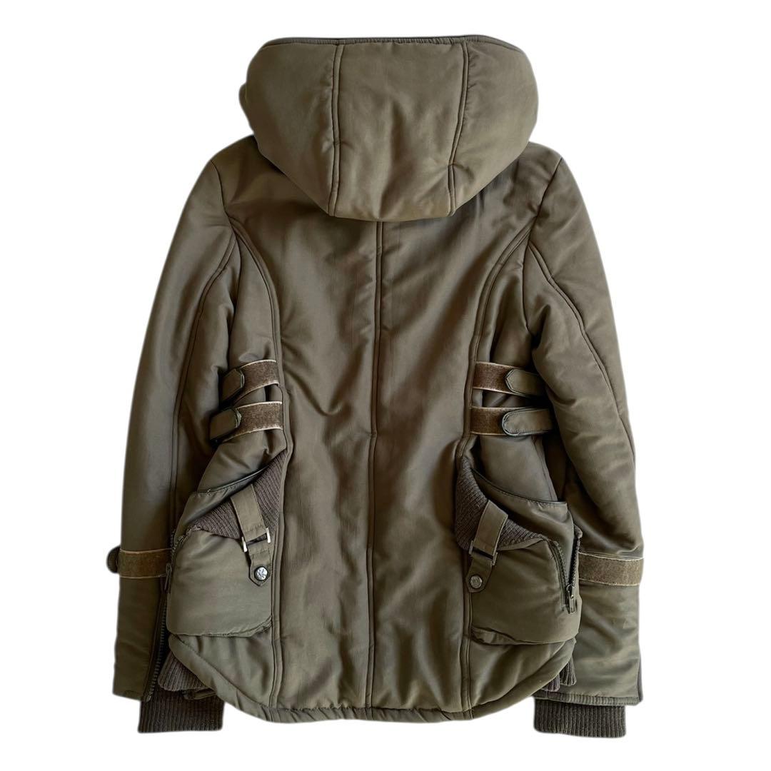 00s y2k デカフード グランジ リブ ミリタリー コート 中綿 ギミック