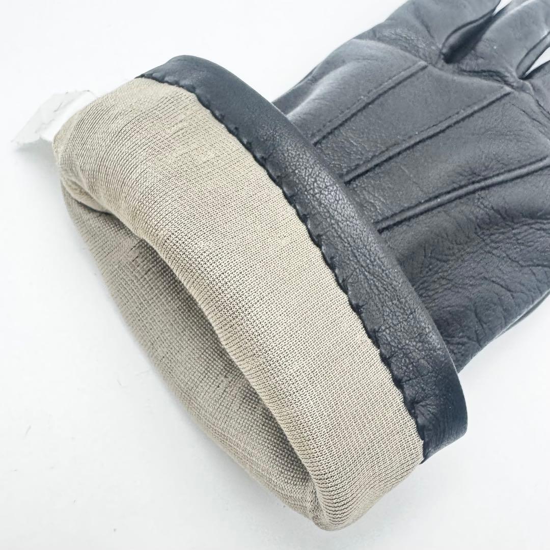 DENTS デンツ レザーグローブ 手袋 シルク ブラック系 防寒具 レディース