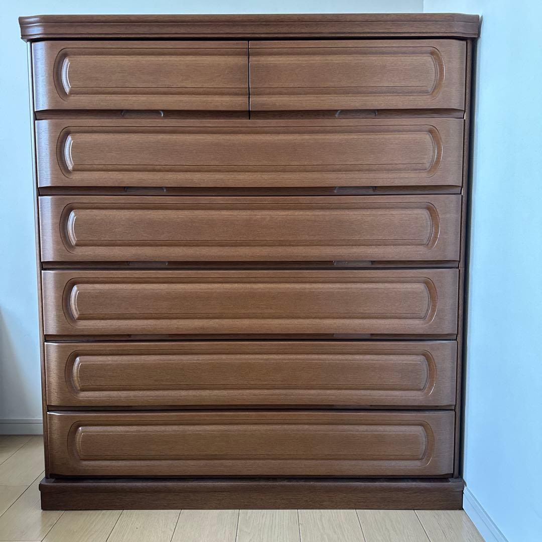 府中家具　木製ブラウンチェスト 7引き出し 幅105cm