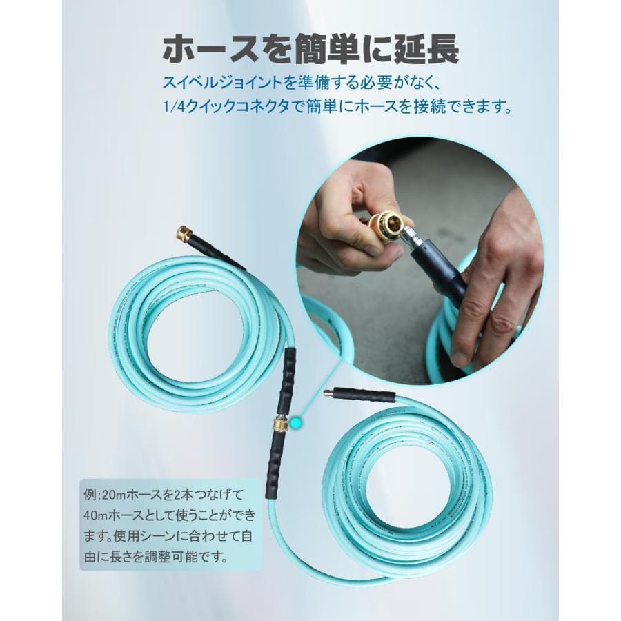 高品質！★Kareyou純正高圧洗浄機ホース 20ｍ 両端1/4ワンタッチクイッ