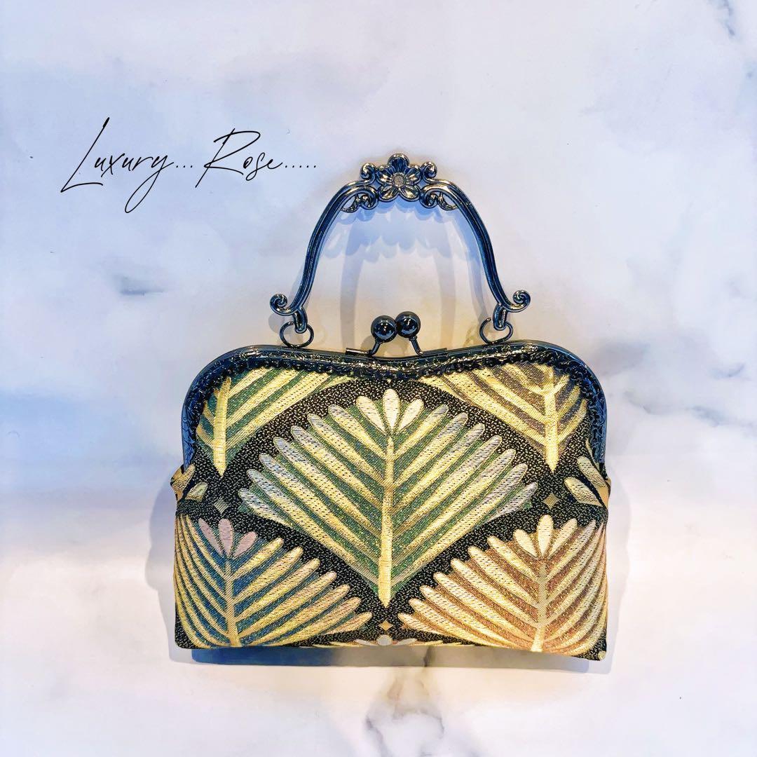 大松♡粋で可愛くカッコよく！お洒落新品西陣織帯地で人気のキリッとブラック帯バッグ