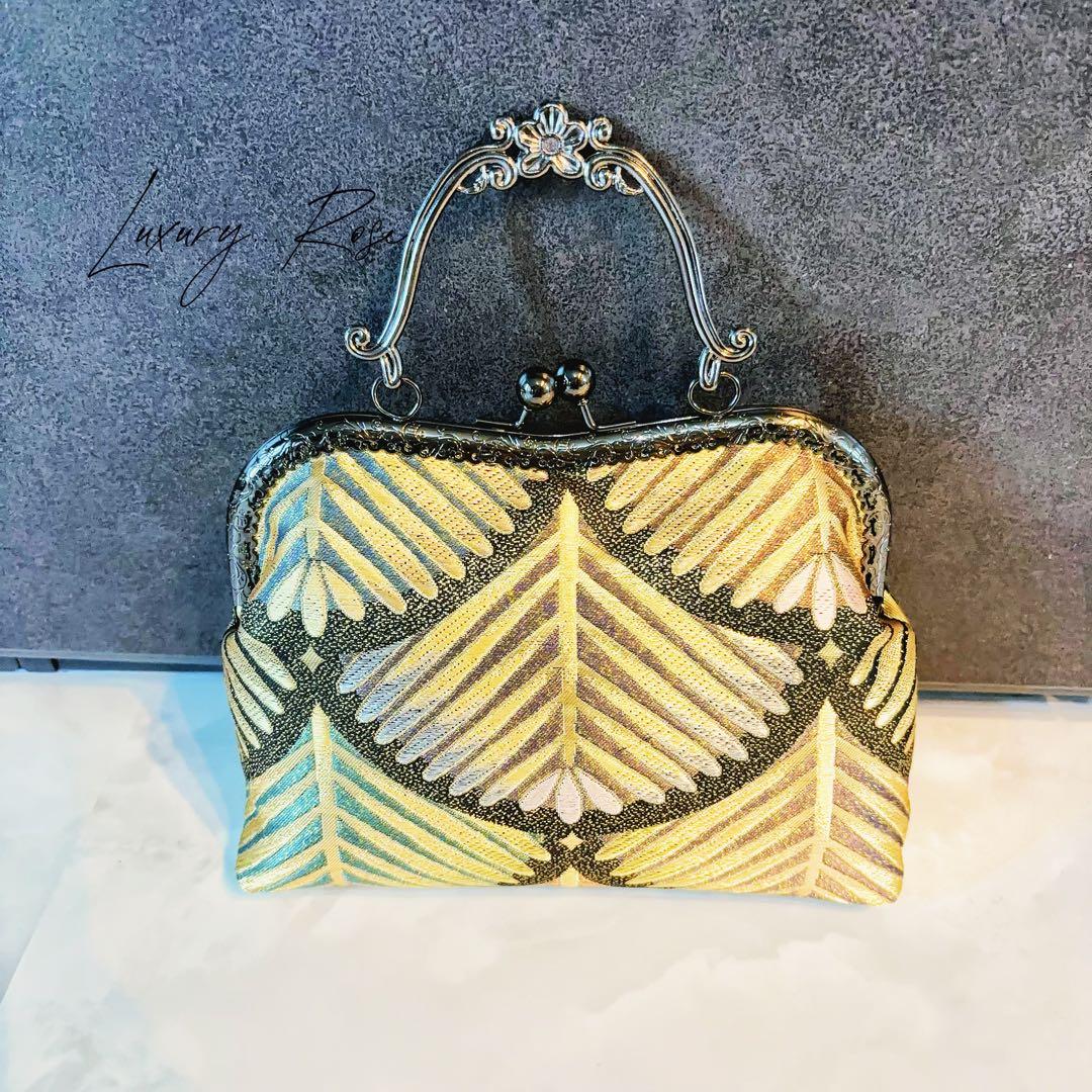 大松♡粋で可愛くカッコよく！お洒落新品西陣織帯地で人気のキリッとブラック帯バッグ