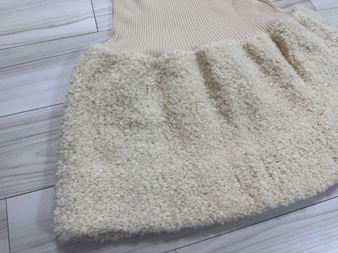 【新品】バーバリーブルーレーベル ニットドッキングワンピース アイボリー