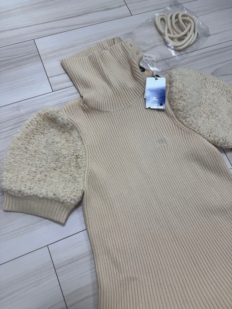 【新品】バーバリーブルーレーベル ニットドッキングワンピース アイボリー