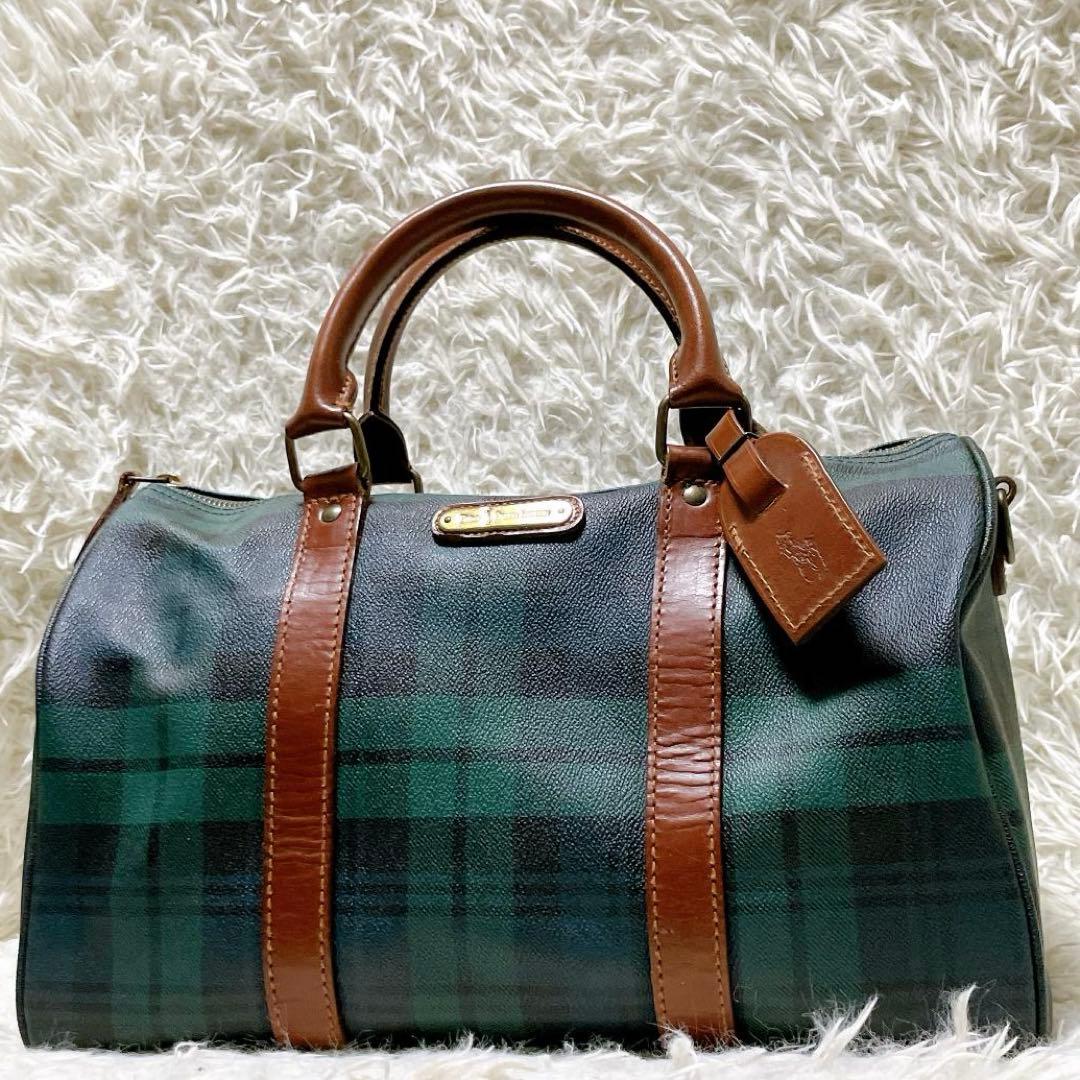 ポロラルフローレン ヴィンテージ ミニボストンバッグ PVC ブラックウォッチ